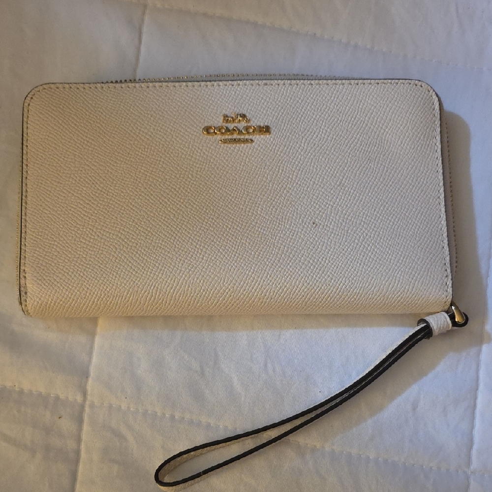 Coach Ivory Wallet with Gold Accents
